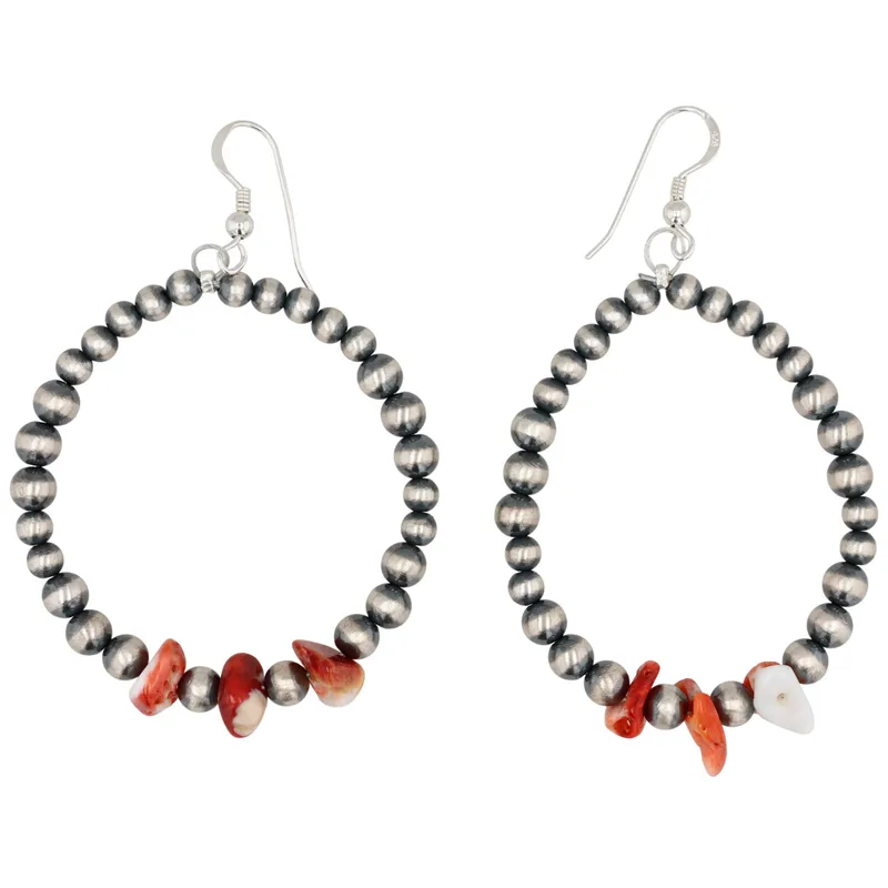 Theresa Skeets Navajo Sterling Spiny Oyster Bead Earrings from auction in Ravenna, Ohio