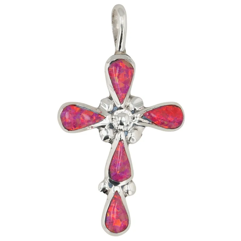 Bryce Vacit Zuni Sterling Opal Cross Pendant from auction in Ravenna, Ohio