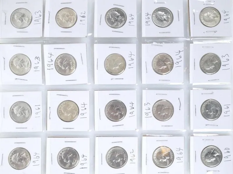 90% SILVER 1960-1964 WASHINGTON QUARTERS - (20) from auction in Tallahassee, Florida