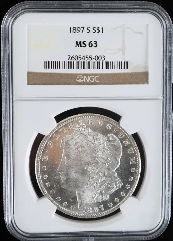 1897 S NGC MS-63 MORGAN SILVER DOLLAR PF LIKE BG from auction in Tallahassee, Florida