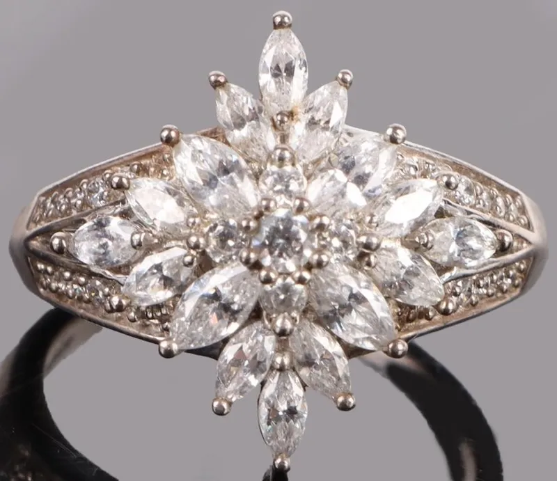 SPARKLY CUBIC ZIRCONIUM STERLING SILVER RING from auction in Tallahassee, Florida