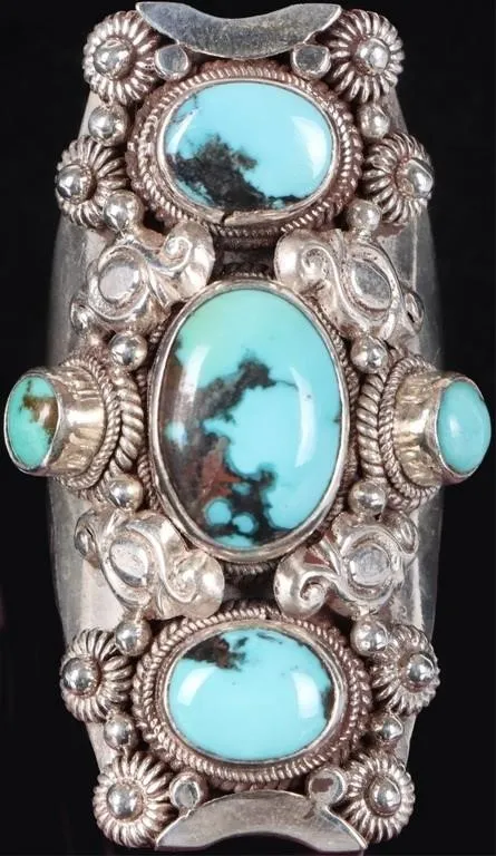 HIGH QUALITY TURQUOISE SW STYLE 925 MENS RING from auction in Tallahassee, Florida