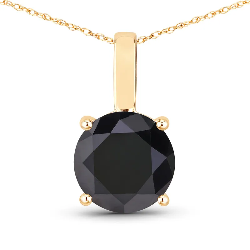 3.12 Carat Genuine Black Diamond 14K Yellow Gold Pendant from auction in Vero Beach, Florida
