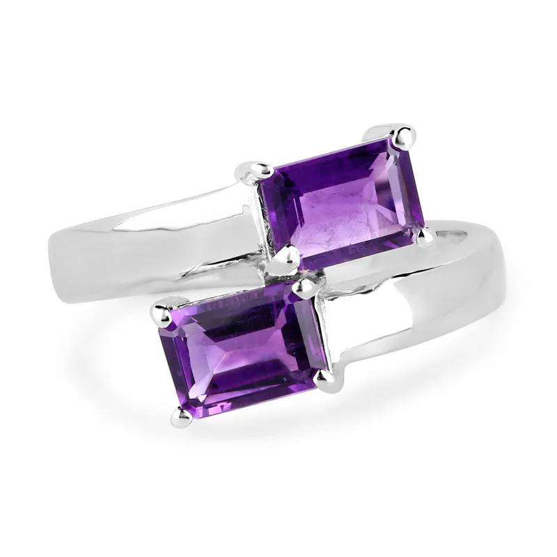 Sterling Silver & Genuine Amethyst Toi et Moi Ring from auction in Vero Beach, Florida