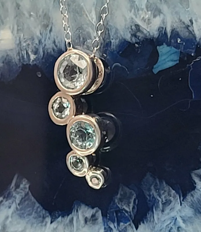 2.5CTW Sky Blue Topaz Cascade Bubble Necklace .925 from auction in Vero Beach, Florida