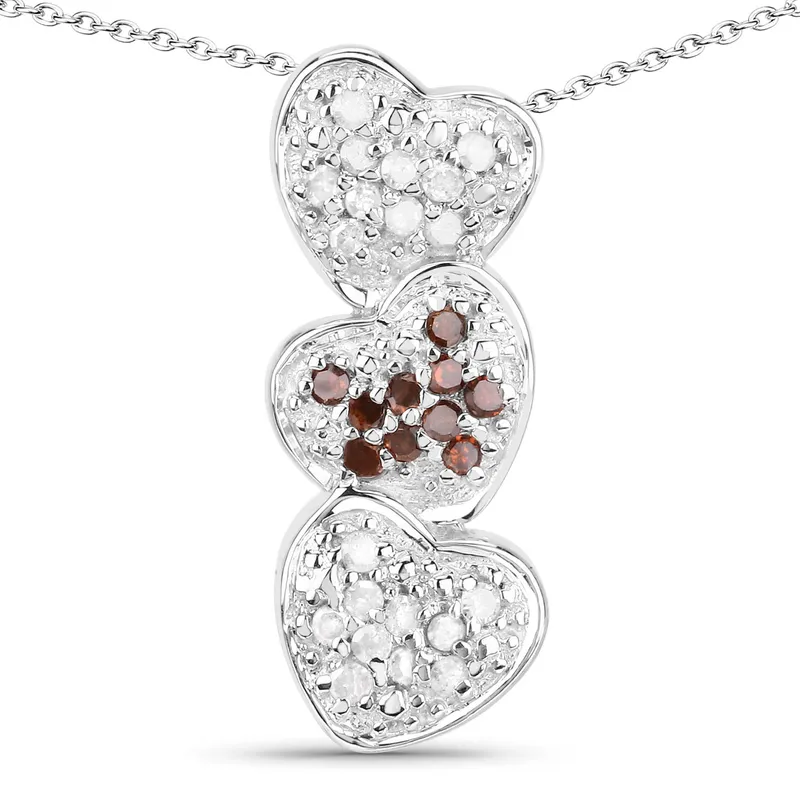 .45ctw Red & White Diamond Heart Necklace .925 from auction in Vero Beach, Florida
