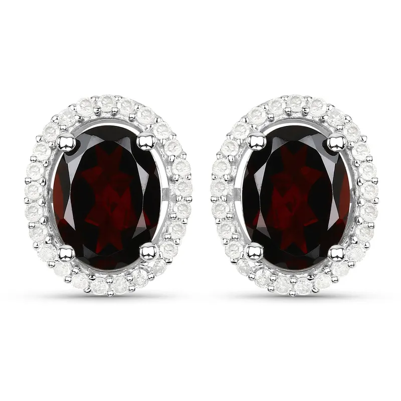 Glamorous Garnet and Lab-Diamond Halo Earrings from auction in Vero Beach, Florida