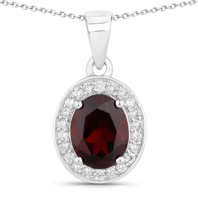 Mozambique Garnet and Lab-Grown Diamond Pendant from auction in Vero Beach, Florida