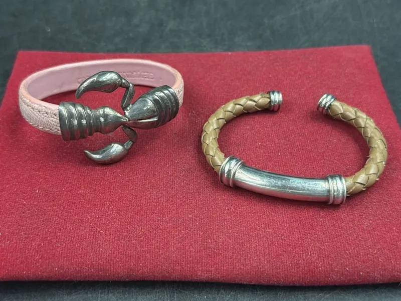 Sterling and Leather Cuff Bracelets from auction in Orange Cit y, Florida