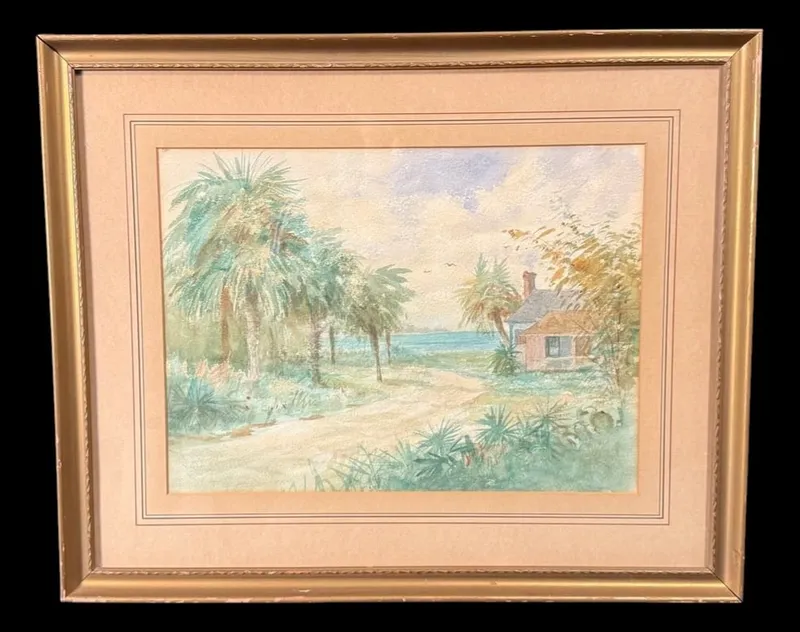Indian River, Fort Pierce, Florida Watercolor from auction in MINOA, New York