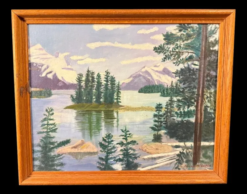 Mountain Lake Landscape by Elisabeth Van Pelt from auction in MINOA, New York