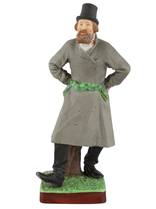 A RUSSIAN GARDNER PORCELAIN FIGURE OF A DANCING PEASANT, 19TH CEN. from auction in New York, New York