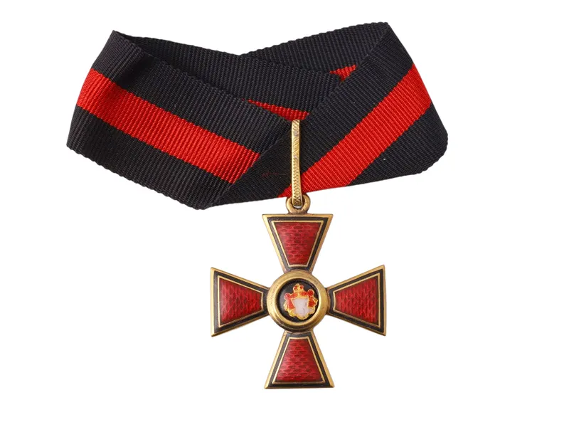A RUSSIAN IMPERIAL ORDER OF ST. VLADIMIR, 3RD CLASS IN GILT-BRONZE from auction in New York, New York