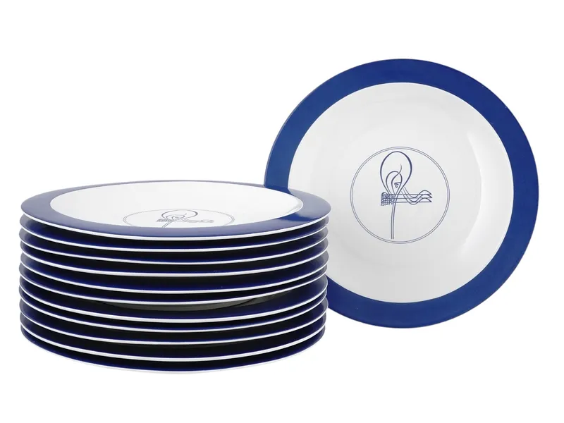 12 TURKISH UPS SUMERBANK FINE PORCELAIN DINNER PLATES WITH TUGHRA from auction in New York, New York