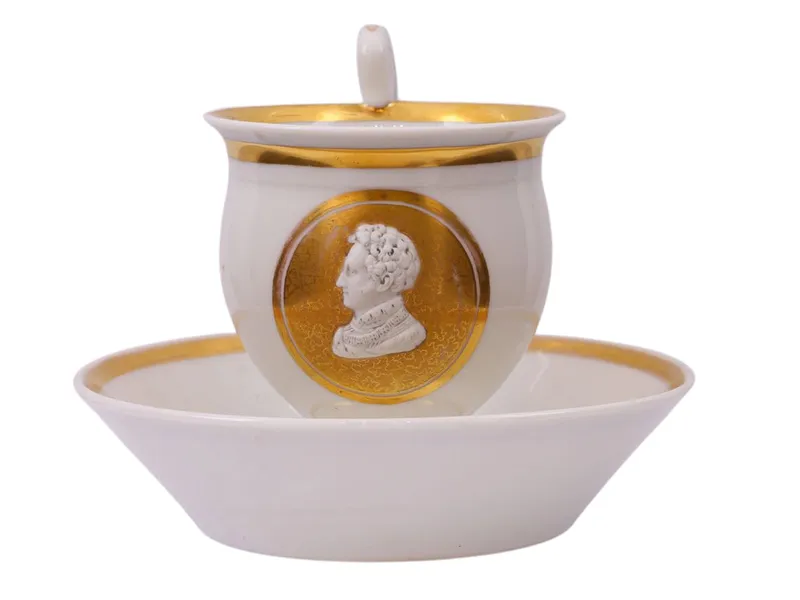 A THURINGIAN GOTHA PORCELAIN CUP AND SAUCER, DUKE ERNST I OF SAXE-COBURG AND GOTHA, 19TH CENTURY from auction in New York, New York
