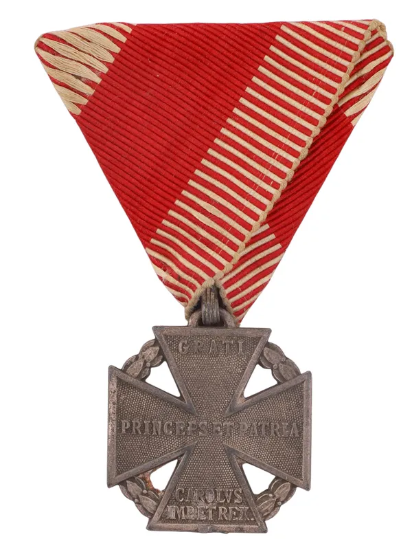 A BRONZE MILITARY MERIT CROSS OF EMPEROR KARL (KARL-TRUPPENKREUZ), AUSTRIA-HUNGARY, 1916 from auction in New York, New York