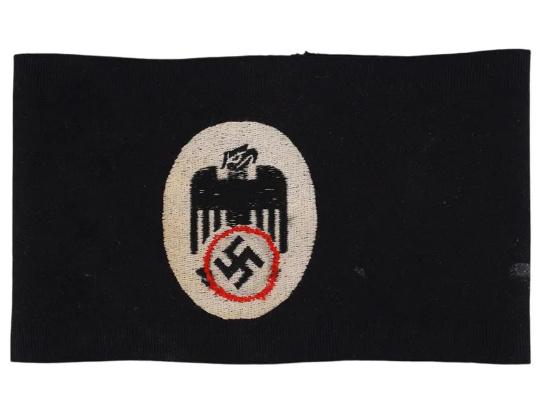 A WWII GERMAN DDAC EMBROIDERED FUNERAL ARMBAND, 1930S from auction in New York, New York