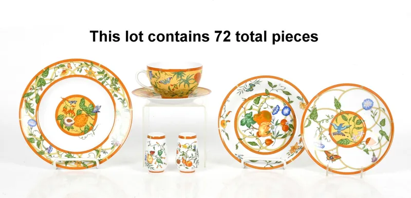 A Group of Assorted Hermes "La Siesta" Porcelain Dinnerware from auction in Pineville, Pennsylvania