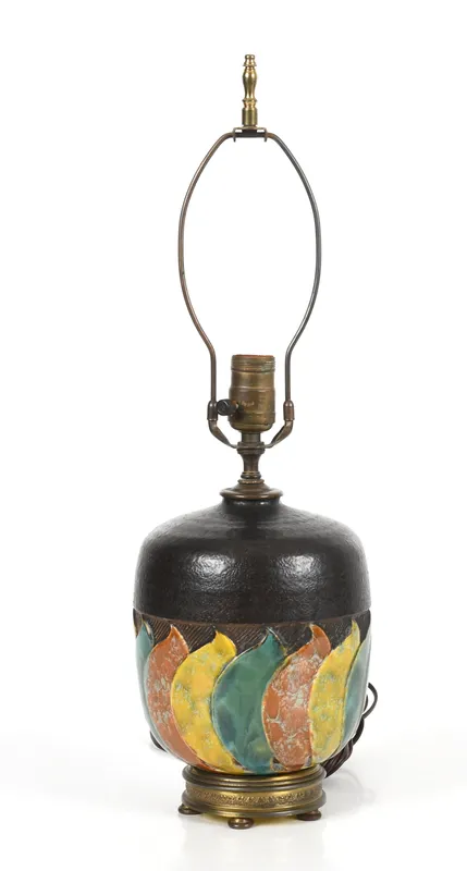 A Roseville Imperial II Glazed Ceramic Lamp, c. 1930 from auction in Pineville, Pennsylvania