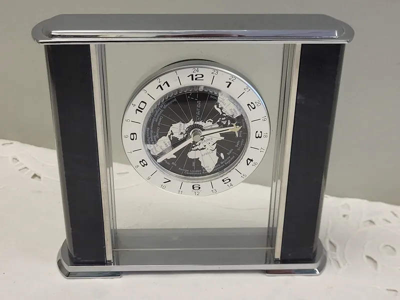 marble base world time clock Danbury? from auction in wilmington , North Carolina