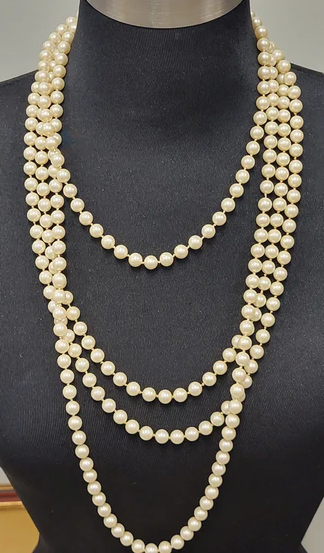 vtg estate pearls hand knotted 54" x 2 from auction in wilmington , North Carolina