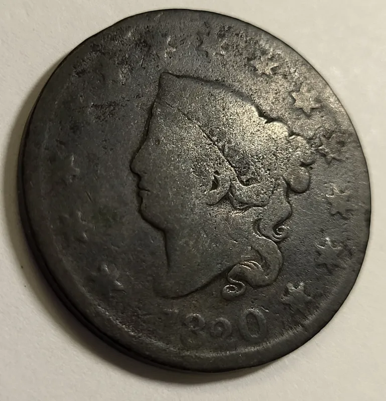 1820 us coin coronet head large cent G-F from auction in wilmington , North Carolina