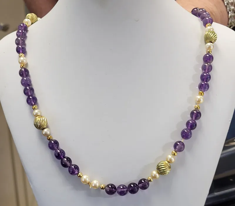vtg gold filled? amethyst necklace 23 1/2  from auction in wilmington , North Carolina