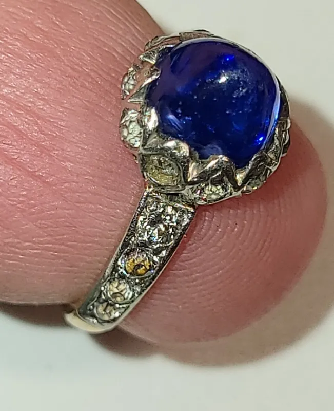 anti. Burma? sapphire & mine cut diamond 14K ring from auction in wilmington , North Carolina