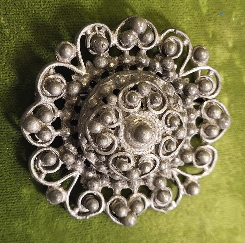 antique Victorian perrizzi silver? triplet brooch from auction in wilmington , North Carolina