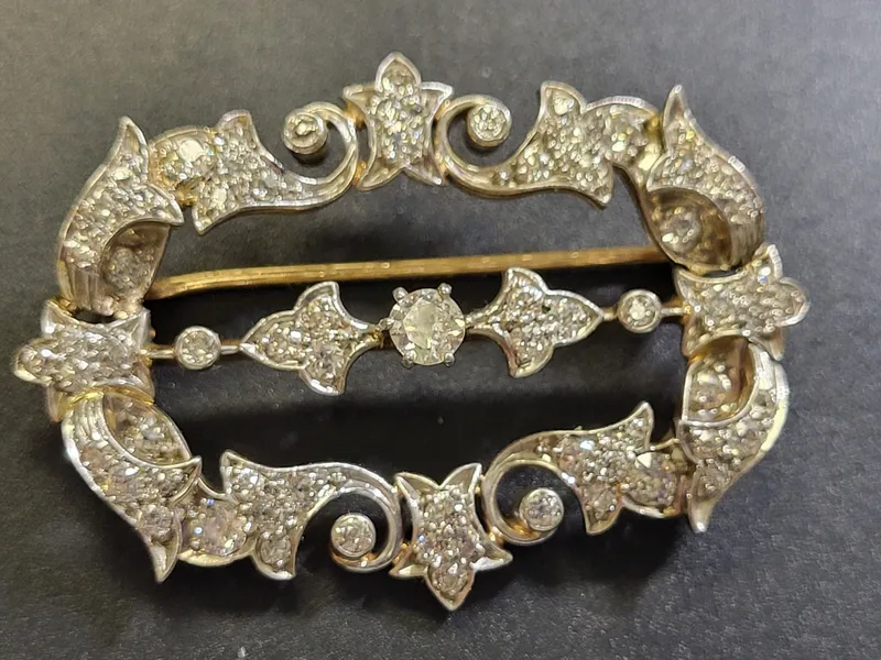 art deco platinum & diamond brooch mine cut/rose cut too!  from auction in wilmington , North Carolina