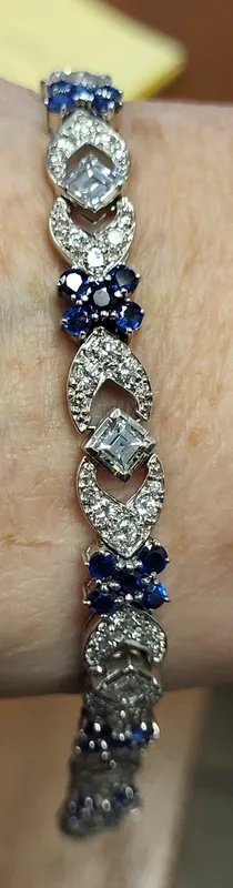 stunning platinum diamond & sapphire art deco bracelet  from auction in wilmington , North Carolina