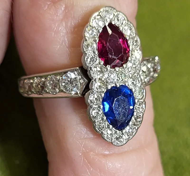 antique diamond, ruby & sapphire ring mine cut to! from auction in wilmington , North Carolina