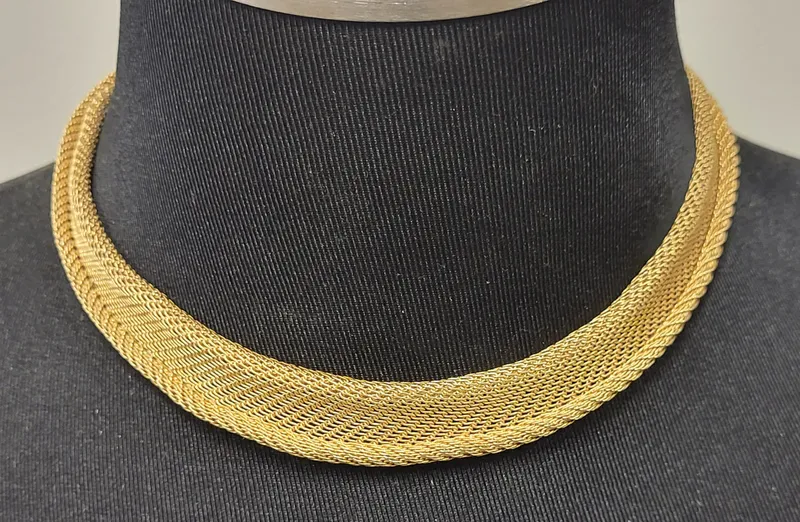 14K yellow gold 14mm mesh necklace 16" beauty! from auction in wilmington , North Carolina