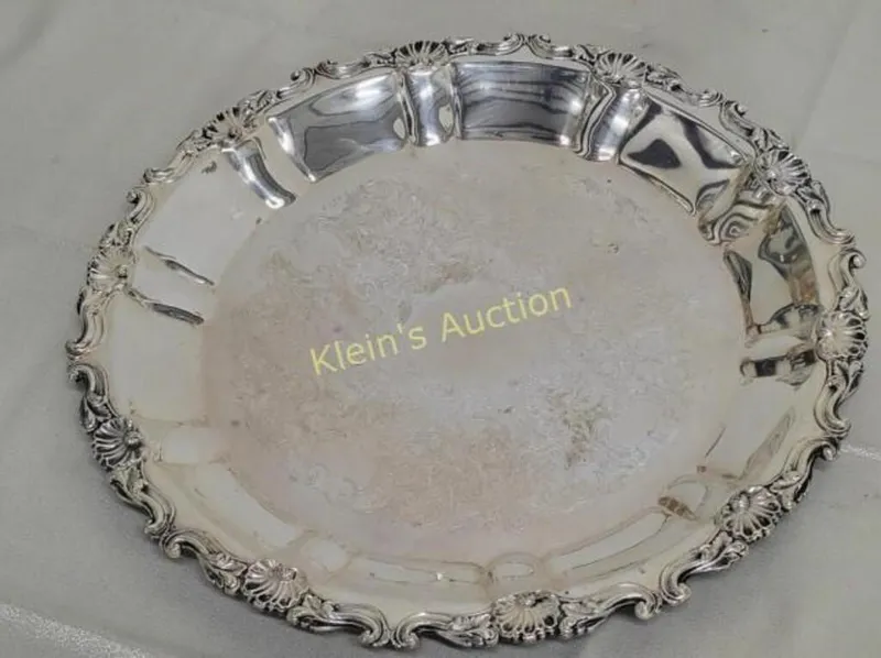 Vintage English Sheffield Silver Plated 16" Round Serving Platter Tray from auction in wilmington , North Carolina