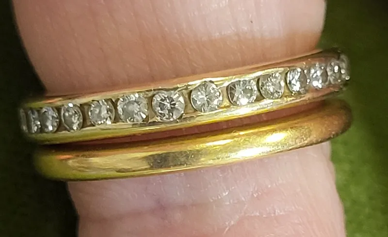 antique 18K yellow gold & diamond wedding ring set from auction in wilmington , North Carolina
