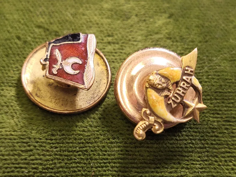 pair of antique shriners lapel pins WWII era? from auction in wilmington , North Carolina