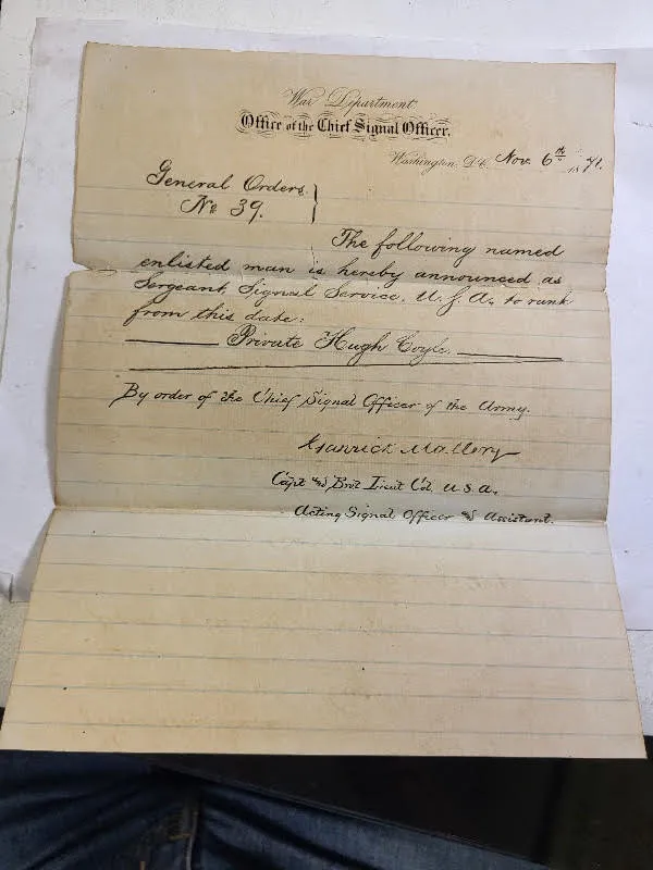 rare civil war signed Garrick Mallery letter general order #39 from auction in wilmington , North Carolina