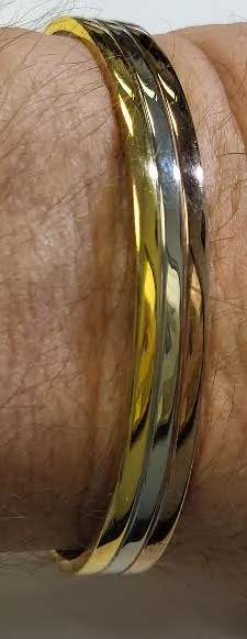 24K tri color bangle cuff bracelet 8mm wide from auction in wilmington , North Carolina