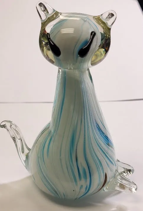 mid century Murano cased glass cat from auction in wilmington , North Carolina