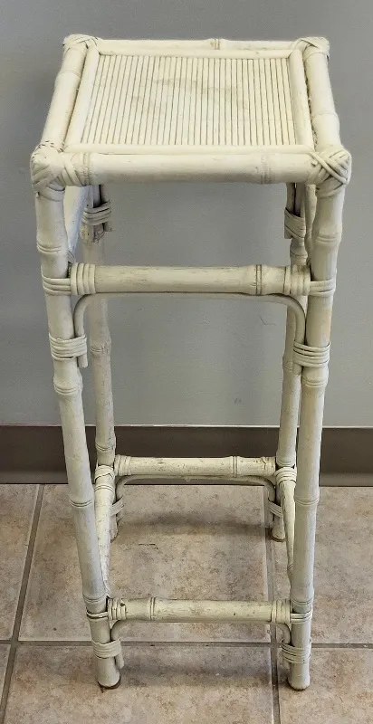 mid century bamboo rattan plant stand from auction in wilmington , North Carolina
