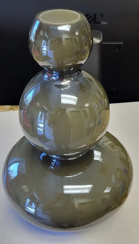 german hand blown cased glass vase 9 1/2" from auction in wilmington , North Carolina