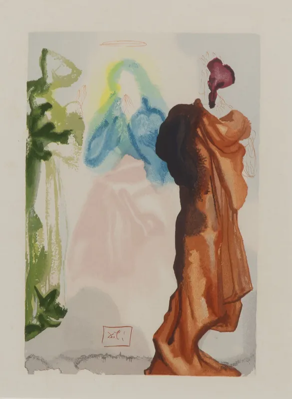 Salvador Dali (Spanish, 1904-1989) 'The Prayer of Saint Bernard' Color Woodcut from auction in Addison, Illinois