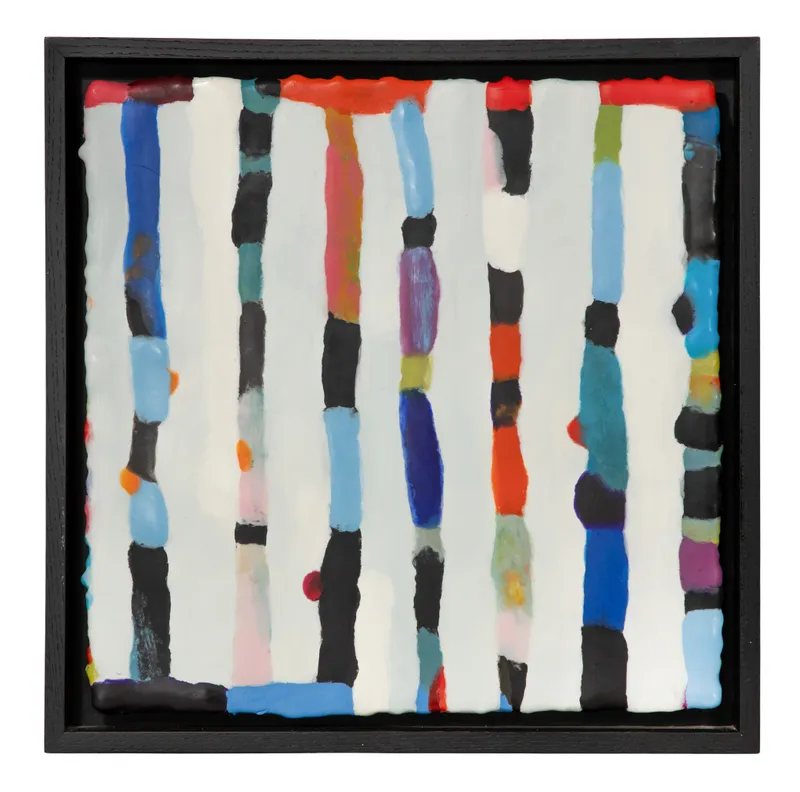 Kathleen Waterloo (French, b.1947) 'JuJu II' Encaustic on Cloth from auction in Addison, Illinois