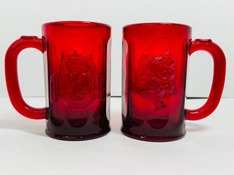 MOSSER RED OSU GLASS MUGS from auction in BETHESDA, Ohio