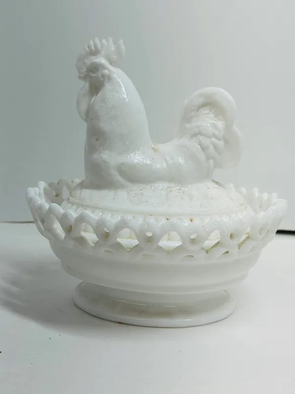 IMPERIAL MILK GLASS ROOSTER DISH, MID-20TH CENTURY from auction in BETHESDA, Ohio