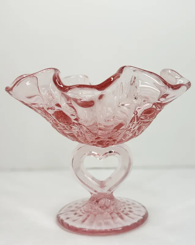FENTON PINK CABBAGE ROSE COMPOTE, 1990S from auction in BETHESDA, Ohio