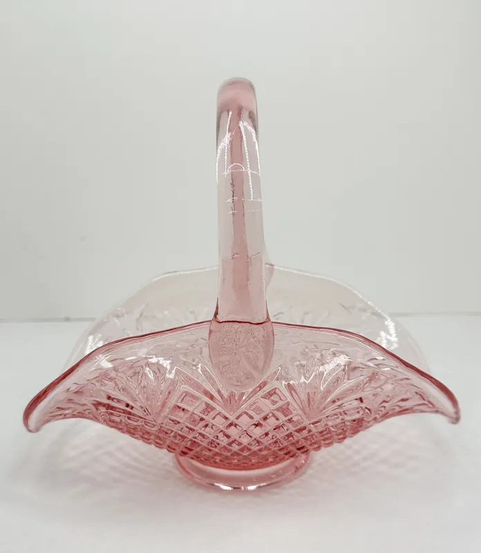 FENTON PINK GLASS BASKET, 1970S from auction in BETHESDA, Ohio