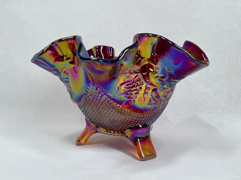 FENTON RED CARNIVAL GLASS BOWL, 1999 from auction in BETHESDA, Ohio