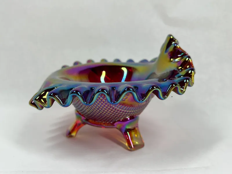 FENTON RED IRIDESCENT GLASS BOWL from auction in BETHESDA, Ohio