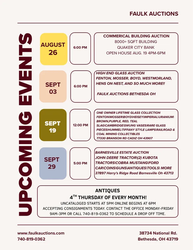 UPCOMING AUCTIONS from auction in BETHESDA, Ohio